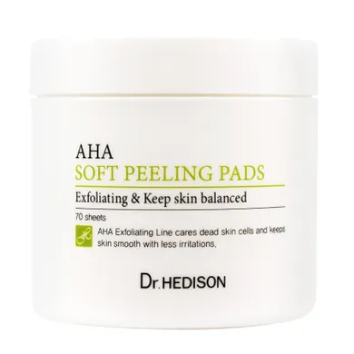 Dr. Hedison, AHA Soft Peeling Pads, złuszczające płatki do twarzy, 70 szt.