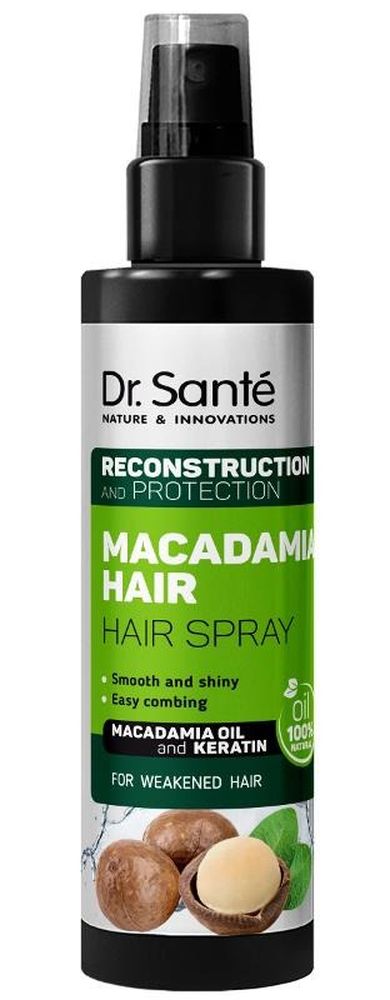 Dr. Sante, Macadamia Hair, lakier regenerujący do włosów z olejem makadamia i keratyną, 150 ml