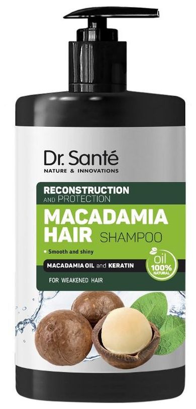 Dr. Sante, Macadamia Hair, szampon do włosów osłabionych z olejem makadamia i keratyną, 1000 ml