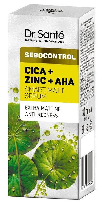 Dr. Sante, Sebocontrol Inteligentne, serum matujące cica + zinc + aha, 30 ml