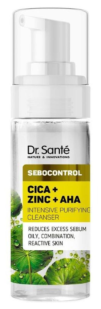 Dr. Sante, Sebocontrol, intensywna oczyszczająca pianka cica + zinc + aha, 150 ml