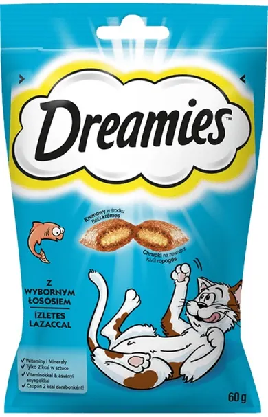 Dreamies, karma sucha dla kota z łososiem, 60 g