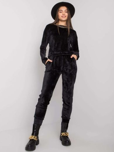 Dres damski, welurowy, czarny, Lakerta