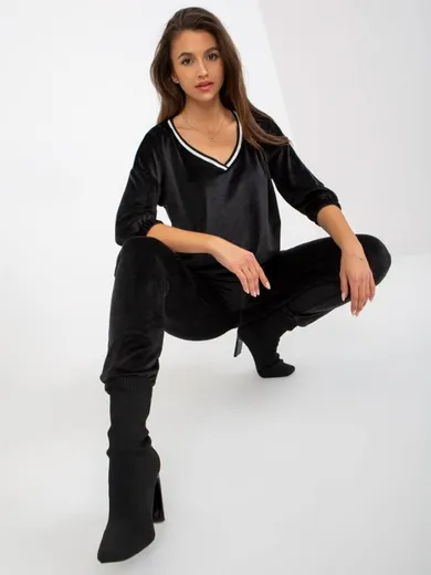 Dres damski, welurowy, czarny, Relevance