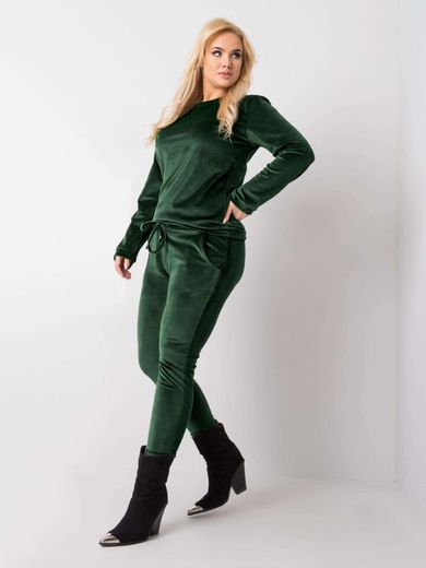 Dres damski, welurowy, plus size, zielony, Relevance