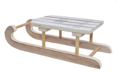 Drewniane sanki ze srebrną gwiazdką, 20-7.5-6 cm