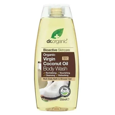 Dr.Organic, Virgin Coconut Oil Body Wash, rewitalizujący żel do kąpieli i pod prysznic, 250 ml