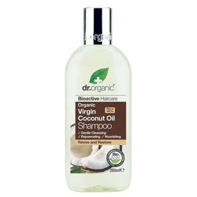 Dr.Organic, Virgin Coconut Oil Shampoo, odświeżająco-regenerujący szampon do włosów kręconych i grubych, 265 ml