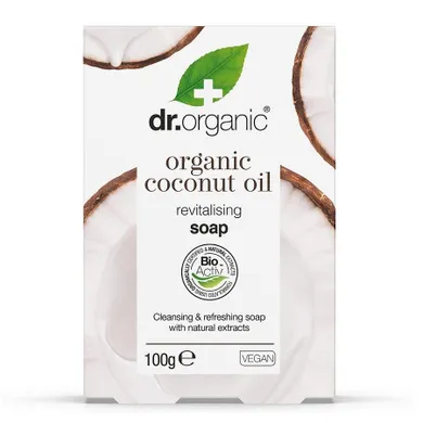 Dr.Organic, Virgin Coconut Oil Soap, mydło oczyszczająco-odświeżające do skóry suchej, 100g
