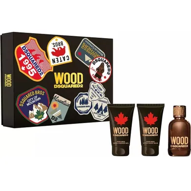 Dsquared2, Wood Pour Homme, zestaw, woda toaletowa, spray, 50 ml + żel pod prysznic, 50 ml + balsam po goleniu, 50 ml