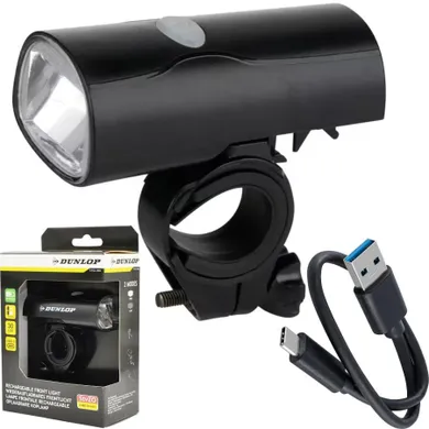 Dunlop, lampka rowerowa przednia, LED USB-C, 2 tryby