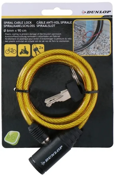 Dunlop, łańcuch rowerowy na klucz, spiralny, żółty, 0,6-90 cm