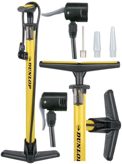 Dunlop, pompka warsztatowo rowerowa, 174 psi, 12 bar, żółta