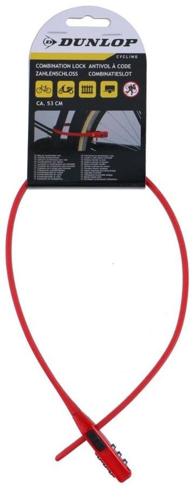 Dunlop, zapięcie rowerowe, pasek na szyfr, czerwony