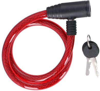 Dunlop, zapięcie rowerowe, spiralne na klucz, 12-65 cm, czerwone