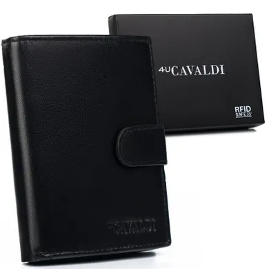 Duży, skórzany portfel męski z systemem RFID Protect, Cavaldi