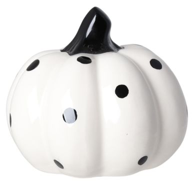 Dynia ceramiczna, biała w czarne kropki, średnia, 10-10-10 cm