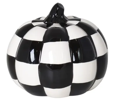 Dynia ceramiczna, czarno-biała kratka, średnia, 10-10-9 cm