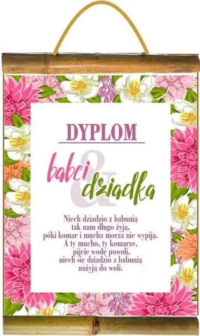 Dyplom, Dzień Babci i Dziadka, w kwiaty