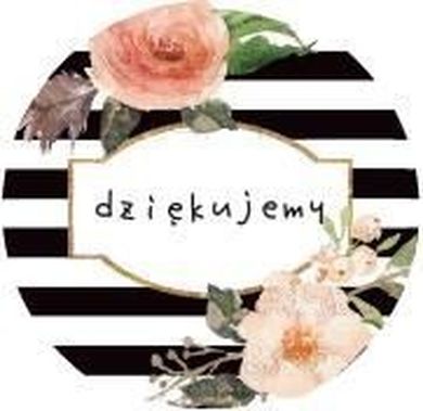 Dziękujemy, ozdobne naklejki okrągłe, różowe kwiaty