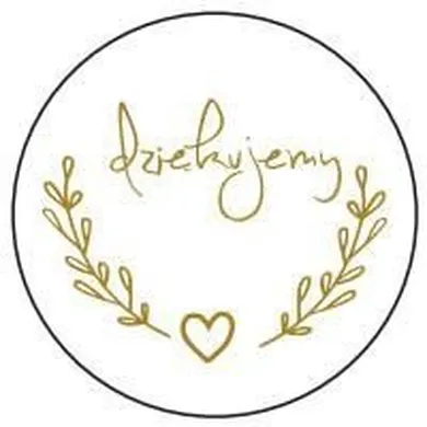 Dziękujemy, ozdobne naklejki, okrągłe, złota gałązka