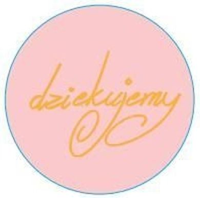 Dziękujemy, ozdobne naklejki okrągłe, złoty napis