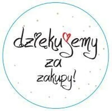 Dziękujemy za zakupy, ozdobne naklejki, okrągłe, czarne kropeczki, 500 szt.