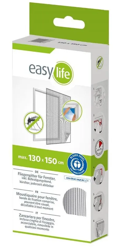 Easy Life Mako, moskitiera okienna, poliester, taśma rzep, biała, 130-150 cm