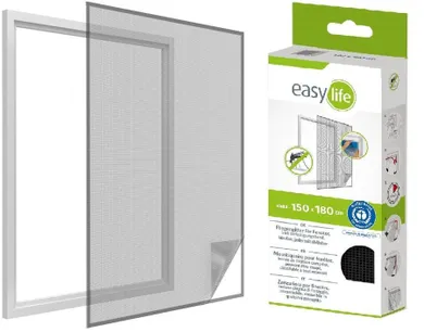 Easy Life Mako, moskitiera okienna, poliester, taśma rzep, czarna, 150-180 cm