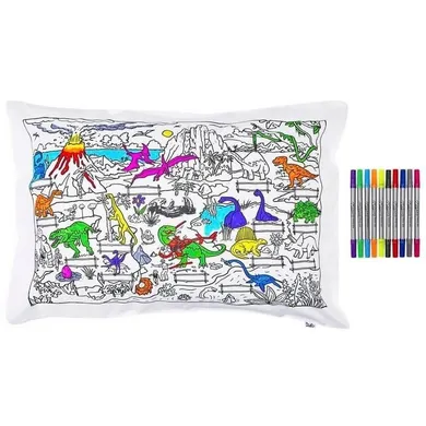 Eat Sleep Doodle, Dinozaury, poszewka na poduszkę do malowania, 75-50 cm