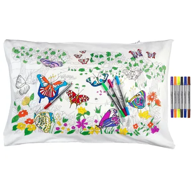 Eat Sleep Doodle, Motyle, poszewka na poduszkę do malowania, 75-50 cm