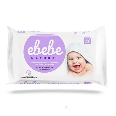 Ebebe, natural, chusteczki nawilżane, 72 szt.
