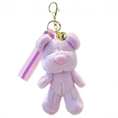 Ecarla, brelok do kluczy, miś puchaty pluszowy, fioletowy
