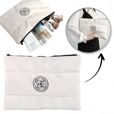 Ecarla, kosmetyczka pikowana, wodoodporna, biała, ks144b