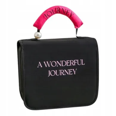 Ecarla, kosmetyczka rozkładana, kuferek z rączką, czarny