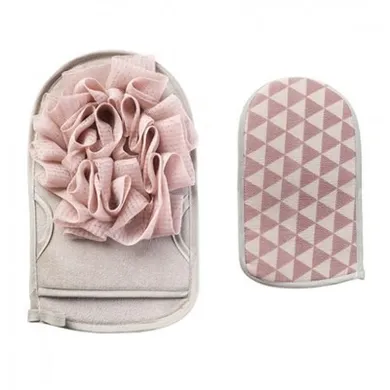 Ecarla, rękawica kąpielowa dwustronna, różowa, 1 szt.