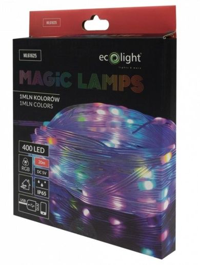 Eco Light, magiczne lampki, 400 LED, multikolor, DC5V, 20m