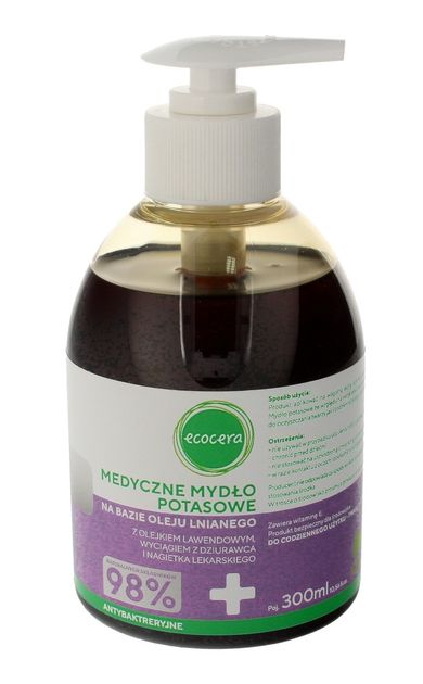 Ecocera, medyczne mydło potasowe, antybakteryjne z olejkiem lawendowym, 300 ml