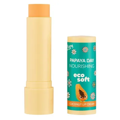 EcoSoft, Lippy Day, kokosowy krem do ust, Papaya, 4.8 g