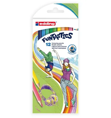 Edding, Funtastics, drewniane kredki szkolne, 12 szt.