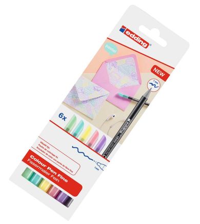 Edding, pisaki markery pastelowe, 6 kolorów, 1 mm