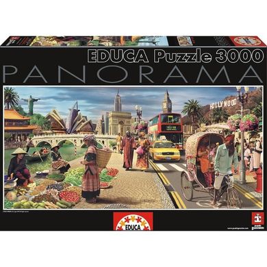 Educa, Cały Świat, puzzle panorama, 3000 elementów