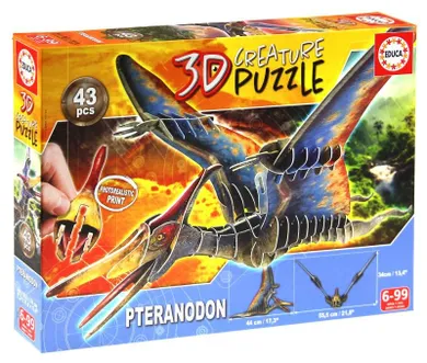 Educa, Dinozaury Pteranodon, puzzle 3D, 43 elementy