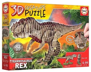 Educa, Dinozaury, Tyranozaur Rex, puzzle 3D, 82 elementy