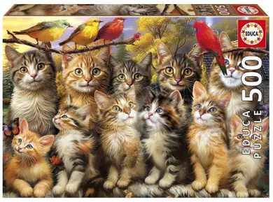 Educa, Kocięta i Ptaki, puzzle, 500 elementów
