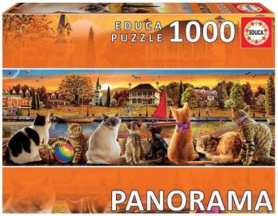 Educa, Koty na nadbrzeżu, puzzle panorama, 1000 elementów