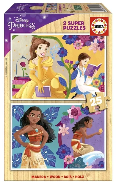 Educa, Księżniczki Disneya, Bella + Vaiana, puzzle, 2-25 elementów