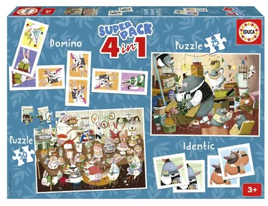 Educa, Leśne opowieści, domino + memory + puzzle, 4w1
