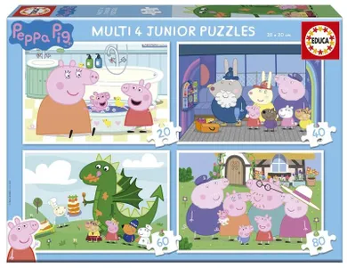 Educa, Świnka Peppa, puzzle, 20 + 40 + 60 + 80 elementów