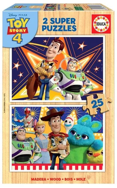 Educa, Toy Story 4, puzzle 2w1, drewniane puzzle, 25 elementów
